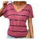 thumbnail image 1 of Puntoco Liquidación de blusas cortas para mujer, blusa informal de manga corta con cuello en V y estampado para mujer, 1 of 3