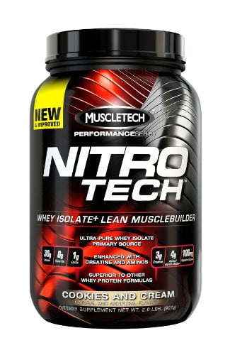 MuscleTech NitroTech Protein Powder, Whey Isolate + Lean MuscleBuilder ...