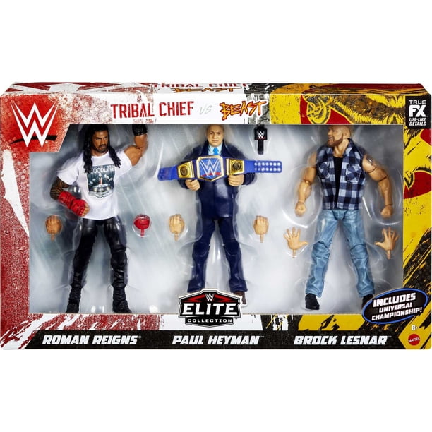 Mattel Action Figure 3pk Tribal Chief vs Beast Incarnate WWE Elite