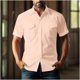 thumbnail image 5 of Yaoyar Mens Summer Vintage Turndown Collar Shirts Short Sleeve Casual Button Down Shirt Beach Vacation Tops, 5 of 6