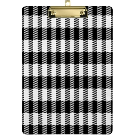 Wellsay Classic Black and White Checkered Clipboard, A4 Standard Size 9" x 12.5", Aacrylic Clipboards with Low Profile Metal Clip for Teacher, Student, Women, Man