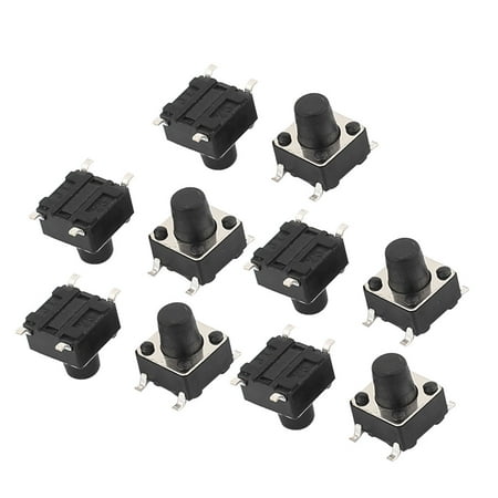 Square Push Button - 10Pcs 4 Pin Square 6mmx6mmx7.5mm Self-Locking DPDT Reset Push Button Switch