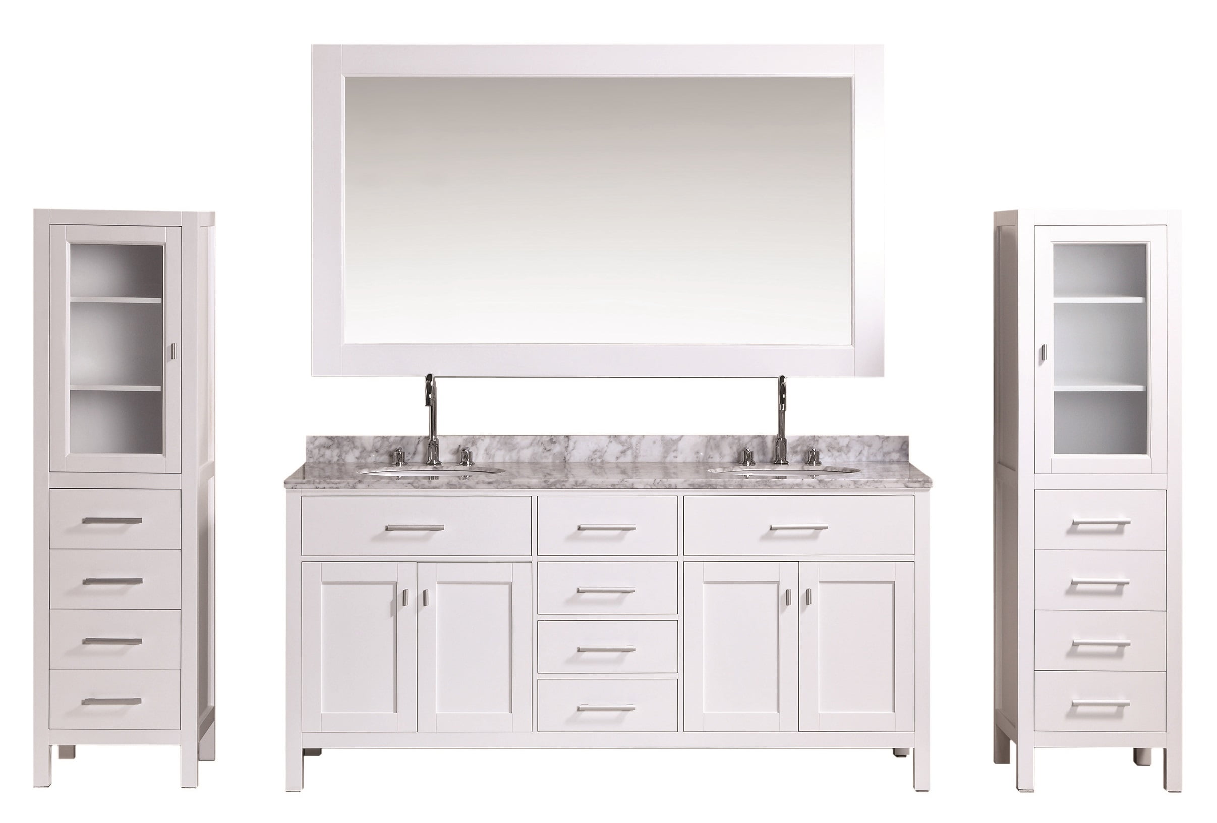 White With Two 65 Inch Tall Linen Tower, Bathroom Vanity Tower
