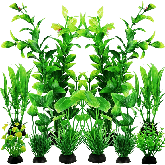 ACDANC Fish Tank Accessories Green Plants,10Pcs Green Fish Tank Decorations,Aquarium Decor Plastic Plants Fish Tank Accessories