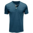 thumbnail image 5 of Mens Fashion Henley Shirts Casual Short Sleeve Button Cotton T-Shirt with Pocket Basic Daily Top, 5 of 5