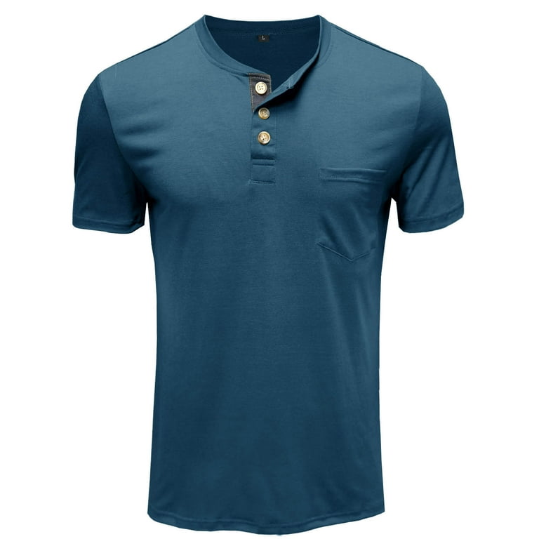 Men'S T-Shirts Men Short-Sleeve Beefy Muscle Basic Solid Pure Color Blouse  Tee Shirt Top Cotton tshirts for Men Casual Gym Shirts,Blue,XL 