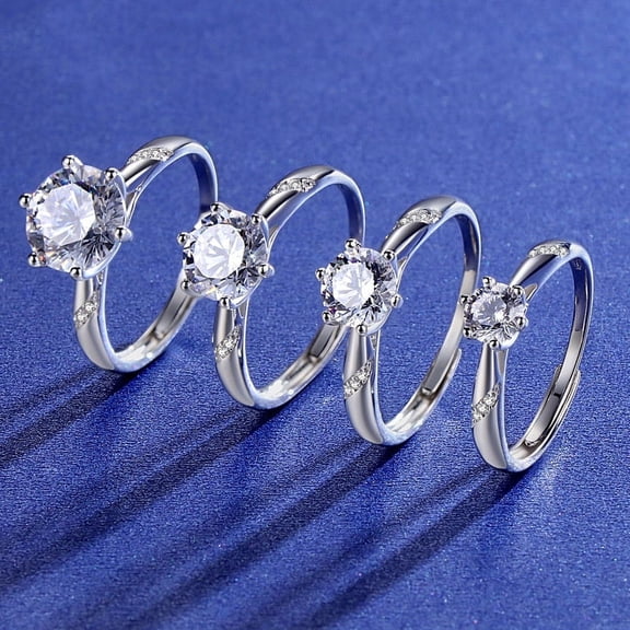 Women's Adjustable Ring Six Prong Moissanite Ring Diamond Fashion Ring High Quality Silver Ring New Design New