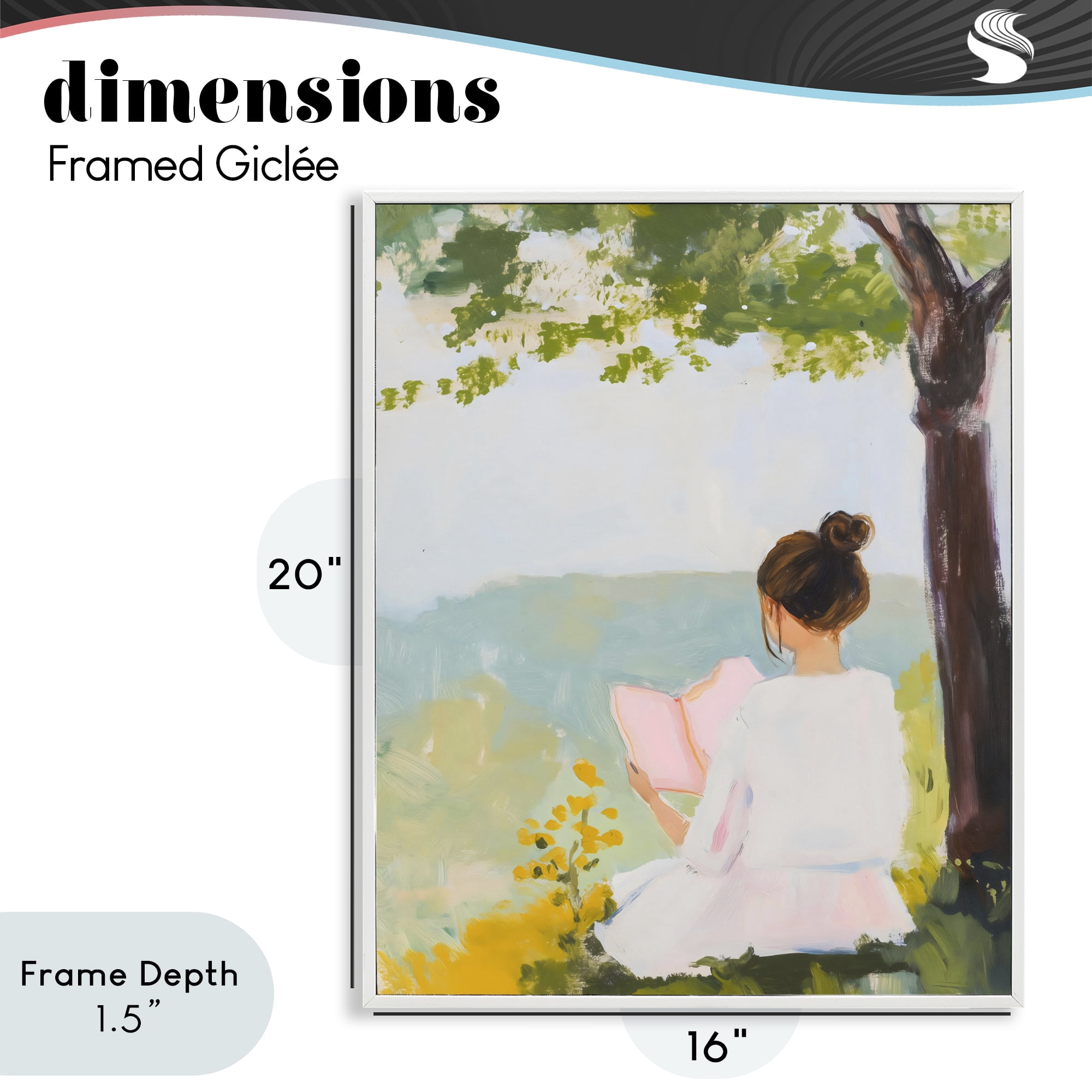 Stupell Industries Girl Reading in Nature White Framed Giclee Art, design by The Prints Vibe