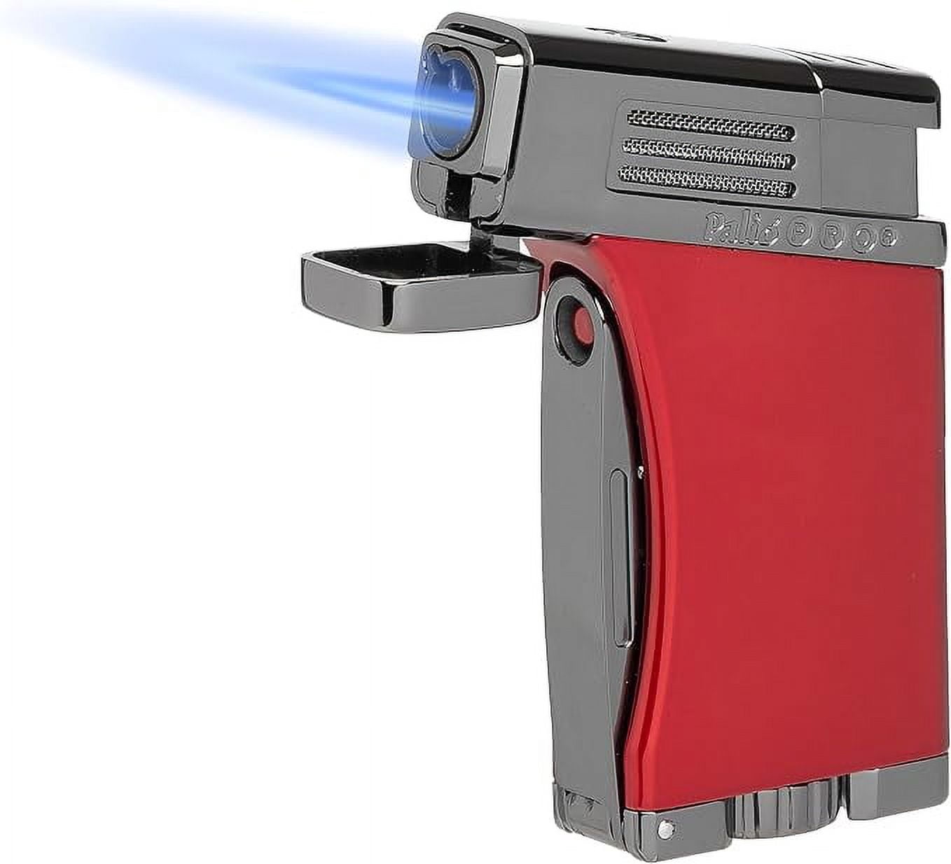 PALIO® Pro Line, Scorpius Jet Torch Cigar, Angled, Single-Jet Torch Lighter with a Fold -Out 7.5mm Punch Cutter, Red