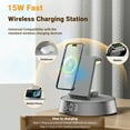 thumbnail image 4 of 7-in-1 Wireless Charging Station For iPhone, Apple Watch, AirPods & Bluetooth Speaker Alarm Clock Dimmable Night Light Gray, 4 of 8