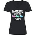 thumbnail image 3 of Inktastic Easter Hanging with My Peeps Pastel Bunnies Women's V-Neck T-Shirt, 3 of 5