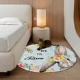 thumbnail image 2 of Round Area Rug 4 Ft, Easter Washable Non-Slip Circle Carpet for Living Room/Bedroom, Spring Farmhouse Bunny Flower Teal Wood Grain Low-Profile Crawling Mats Collection Rugs for Indoor, 2 of 8