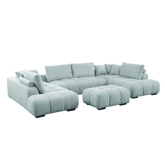Kingsley 4-Piece Chenille Upholstered Large U-Shape Sectional Light Gray