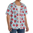 thumbnail image 4 of Vsdgher Strawberries Print Men's Wrinkle Free Untucked Cuban Shirt Business Casual Button Down Shirts Short Sleeve Shirt, 4 of 7