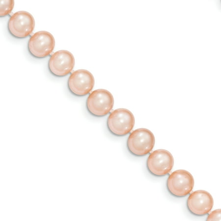 - 14k Yellow Gold 7mm Pink Near Round Freshwater Cultured Pearl Bracelet 7.5 Inch