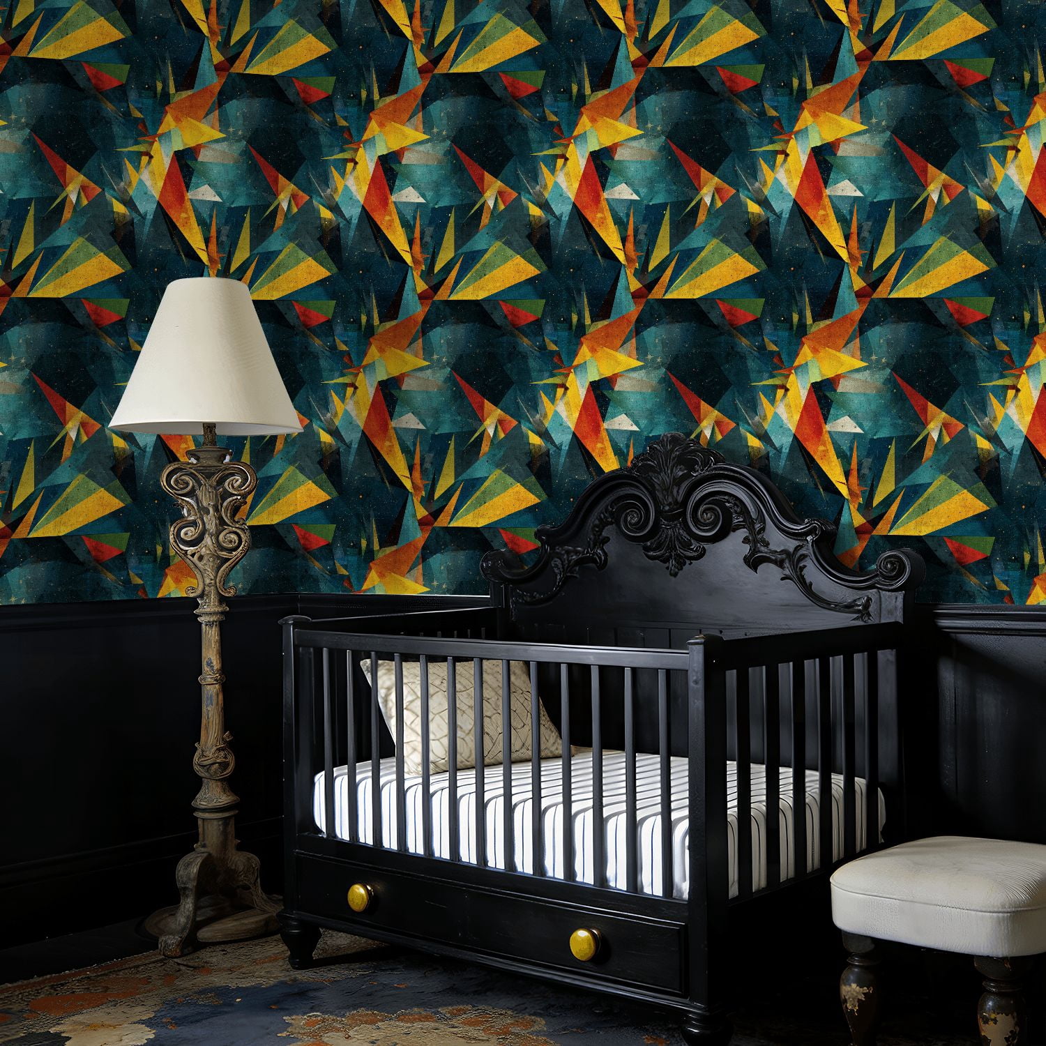 Mid Century Peel and Stick Wallpaper Retro Futuristic 50s Geometric Star Wall Art Wall Mural 17.7in x 9.8ft Self Adhesive Removable Wall Paper Renter Friendly Wallpaper for Bedroom