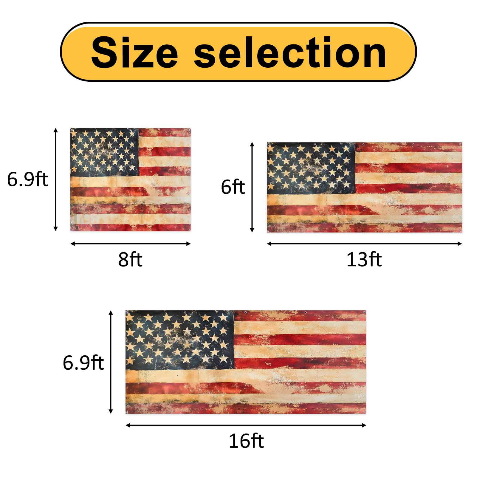 Retro American Flag Garage Door Cover Banner 7 x 8 FT, Vintage Red Strip Star US Flag Garage Door Curtains Backdrop with Grommets for Indoor Outdoor Wall Party Porch Yard Decorations Background