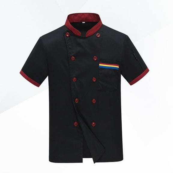 PBPBOX Chef Shirt Men Short Sleeve in Dark Red 1Pack Shirt for Bakery Use