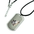 thumbnail image 2 of Wolf Howling Military Dog Tag Pendant Necklace with Cord, 2 of 5