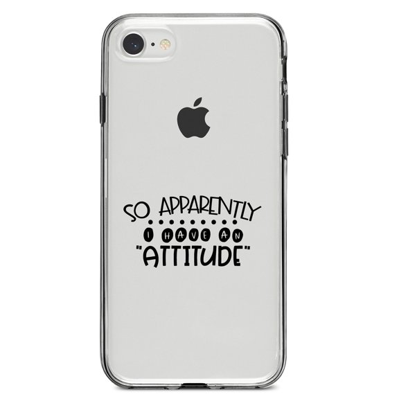 DistinctInk Clear Shockproof Hybrid Case for iPhone 7 8 SE (2020 Model) 4.7" Screen TPU Bumper Acrylic Back Tempered Glass Screen Protector - So Apparently I Have An Attitude - Black