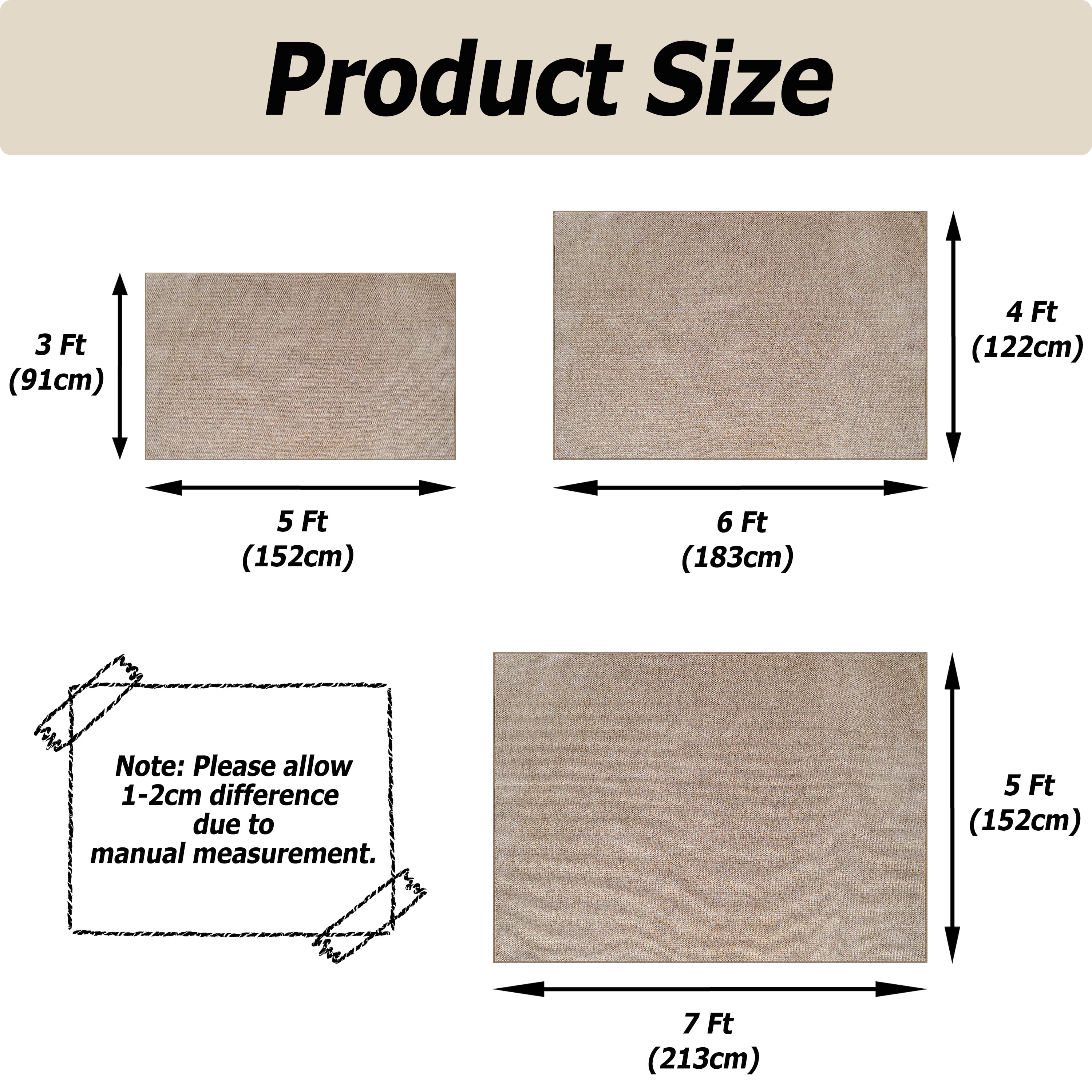 Artnice Easy Jute Indoor Outdoor Rugs 4x6, Natural Color Farmhouse Area Rugs for Living Room, Entry Rugs Non Slip Carpet Mats for Home Décor