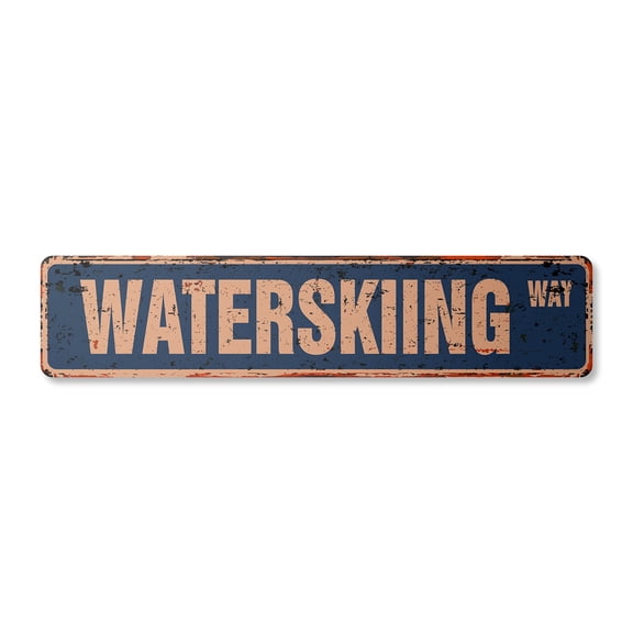 WATERSKIING Vintage Plastic Street Sign waterski skies watersports waterskis skiing | Indoor/Outdoor |  30" Wide