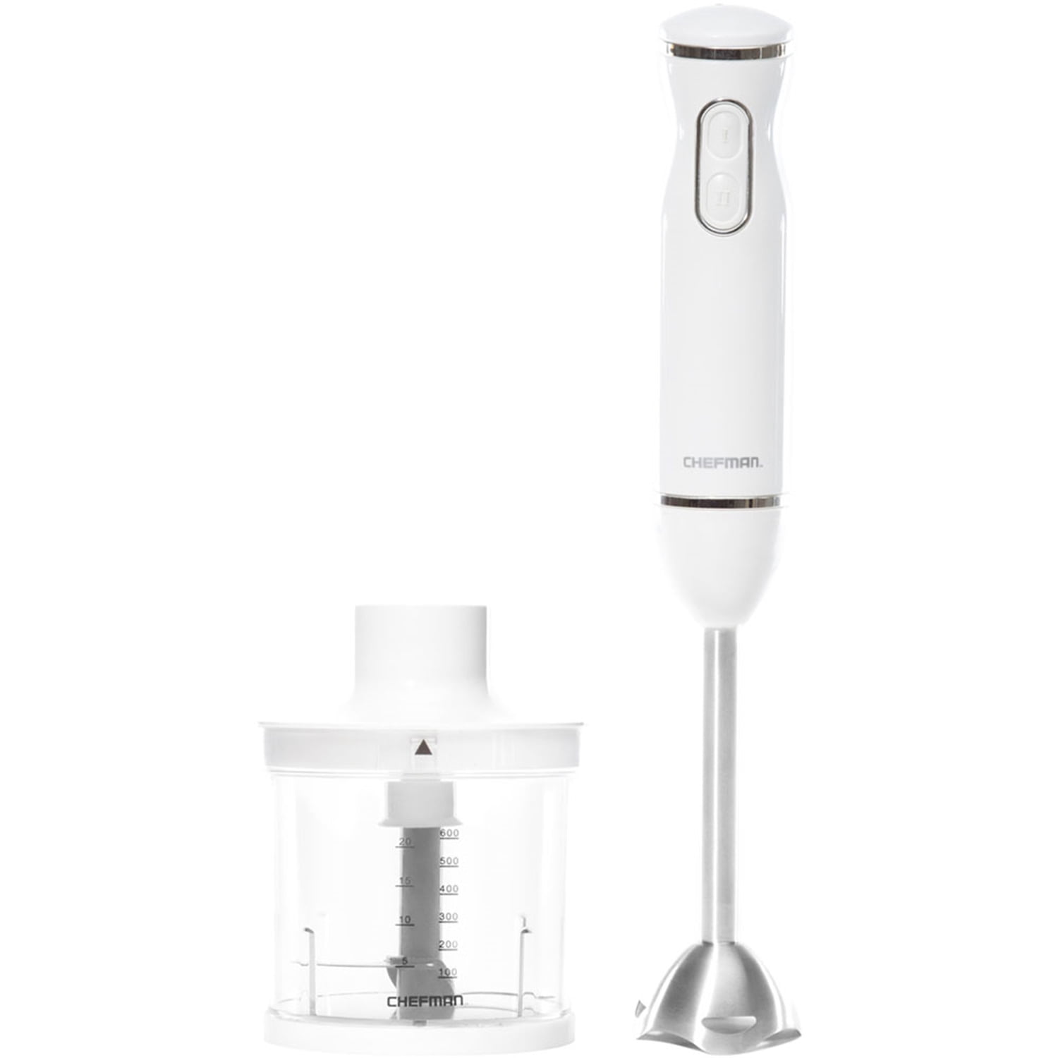 Chefman RJ19WHITE Hand Blender with Food Chopper Attachment White
