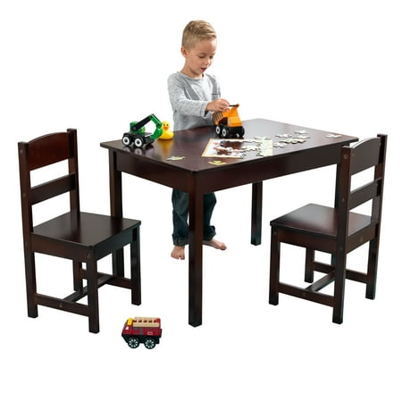 KidKraft Wooden Rectangular Table & 2 Chair Set for Kids, Espresso