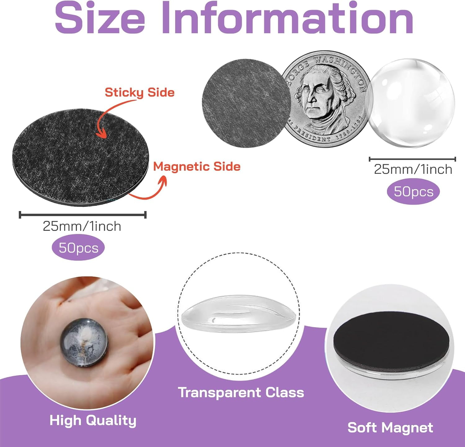 101pcs Fridge Glass Magnets Craft Set Include Craft 1-Inch Paper Punch Round Disc Ferrite Ceramic Magnets with Transparent Glass Cabochons for DIY Refrigerator Magnet Crafts