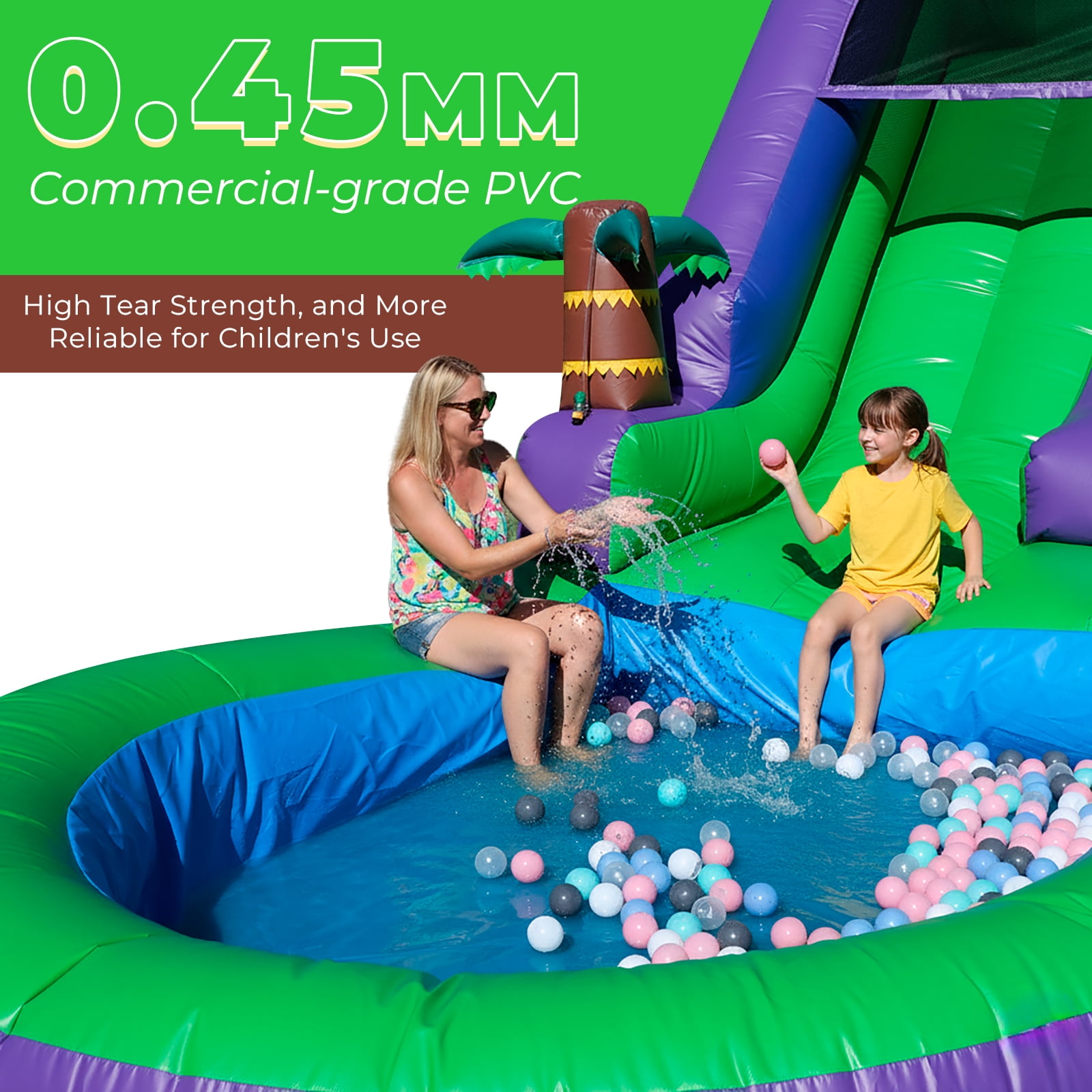 Relunch Inflatable Water Park Bounce House with Blower, Slide & Splash Pool for Kids Adults Outdoor