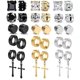 thumbnail image 1 of Juego de pendientes de acero inoxidable Juego de pendientes negros para hombre Juego de moda múltiple, 1 of 6