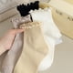 thumbnail image 2 of Women's spring and summer style wooden ear edge short style comfortable solid color simple wind cotton socks JK tide day system, 2 of 5