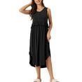 thumbnail image 2 of INSPIRE CHIC Women's Ruffle Nightshirt Maternity Sleeveless Sleepshirt Pleated Loose Nightgown M Black, 2 of 6
