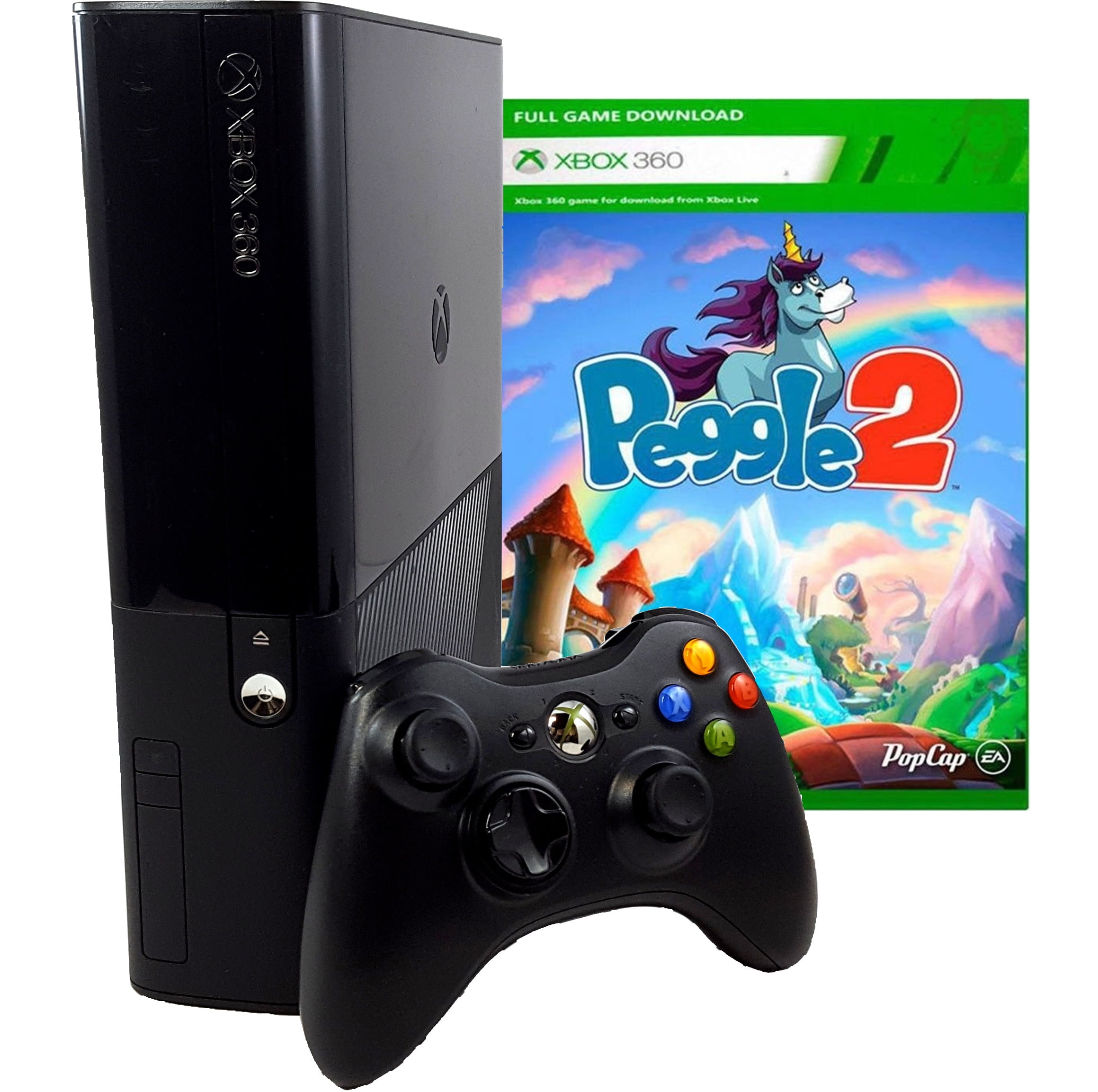 Refurbished Xbox 360 E 4gb Gaming Console With Peggle 2 Voucher And Controller Walmart Com Walmart Com - xbox 360 roblox cd
