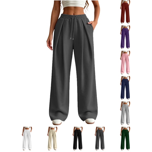 Womens Pants Wide Leg Tall Long legs Sweatpants Baggy Drawstring Low Rise Lounge Pants Full Joggers with Pockets Pants for Women