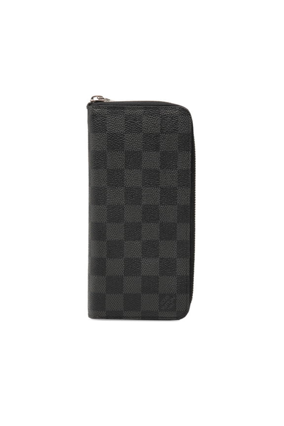 Pre-Owned Louis Vuitton Damier Graphite Zippy Wallet Vertical Round Zipper Long N63095 Black...