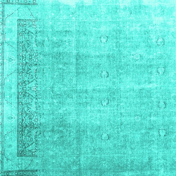 Ahgly Company Indoor Square Abstract Turquoise Blue Contemporary Area Rugs, 5' Square