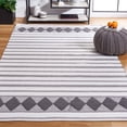 thumbnail image 2 of SAFAVIEH Montauk Foliage Striped Cotton Area Rug, Dark Grey/Ivory, 6' x 6' Square, 2 of 9