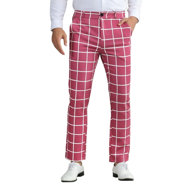 Pantalones de negocios de cuadros impresos para hombres INSPIRE CHIC 34 Rosa oscuro