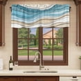 thumbnail image 6 of Blue Beige Ombre Curtain Valances for Windows, Kitchen Valance Window Treatments Panel 2 Pack, Moire Modern Abstract Art Geometric Rod Pocket Short Curtains for Bathroom Bedroom 42 x 18 Inch, 6 of 8