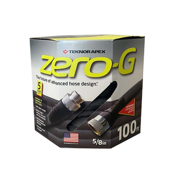 Zero-G Vinyl Garden Hose - UV Resistant, 650 PSI - 5/8" x 100', Black