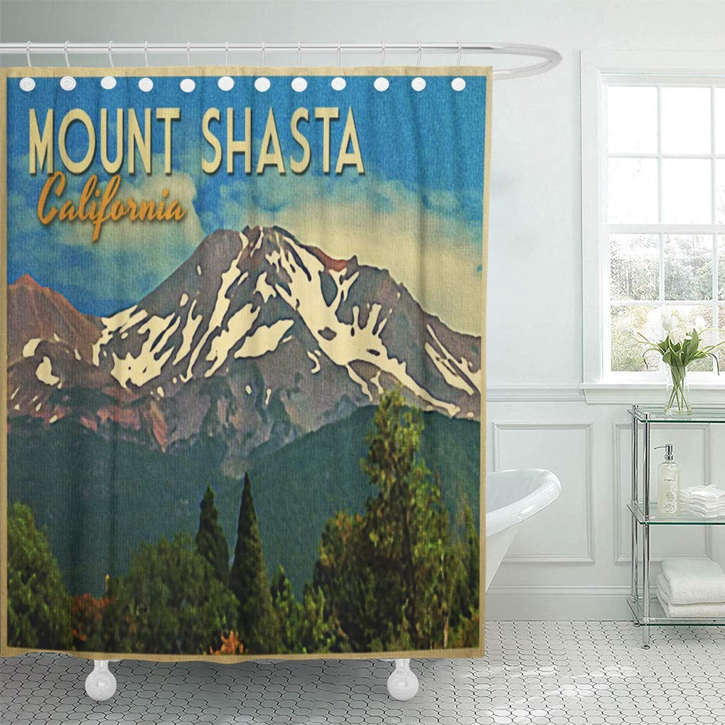 Yusdecor Mountains Mount Shasta Vintage California National Park Travel Retro Bathroom Decor Bath Shower Curtain 60x72 Inch Walmart Canada