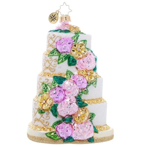 Ornament Christopher Radko para tarta de boda hecha a mano en cristal