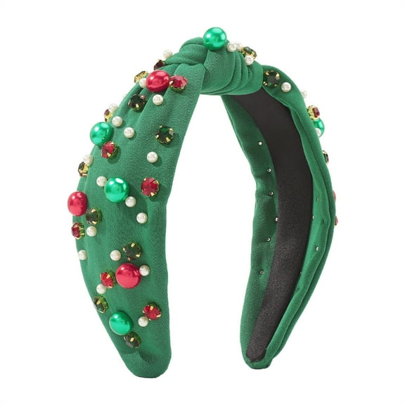 JZROCKER Pearls Hair Hoop Glossy Beads Crystal Red Green Headband for Kid Christmas