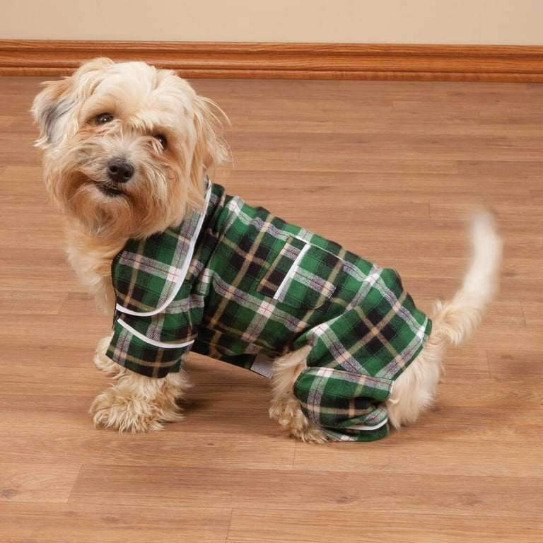 Green plaid 2025 dog pajamas