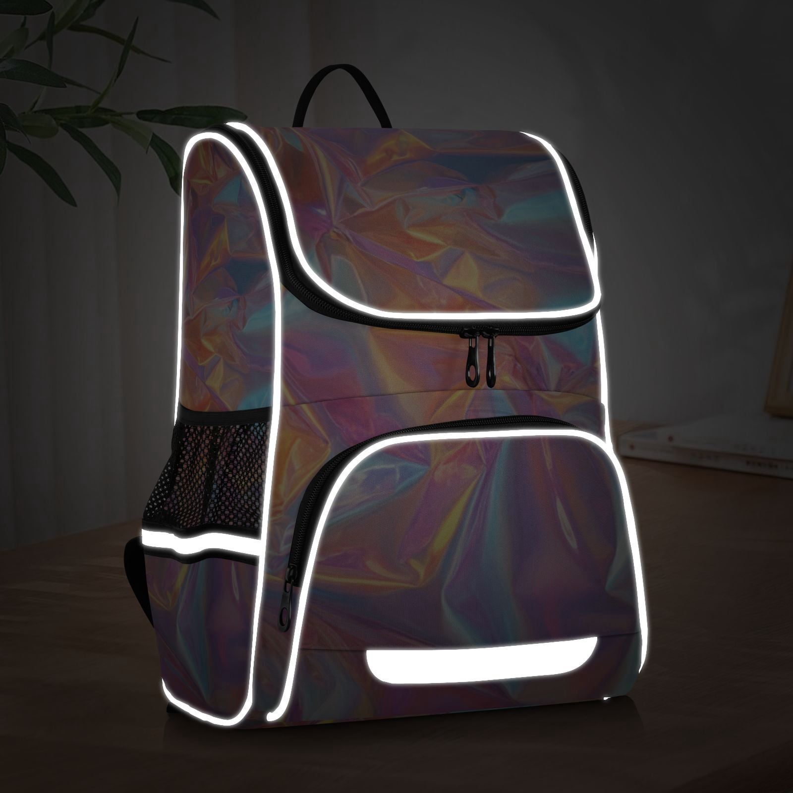 Hologram Colorful Backpack Big Laptop Backpack Casual Daypack Quilted Large Capacity Large Bookbags
