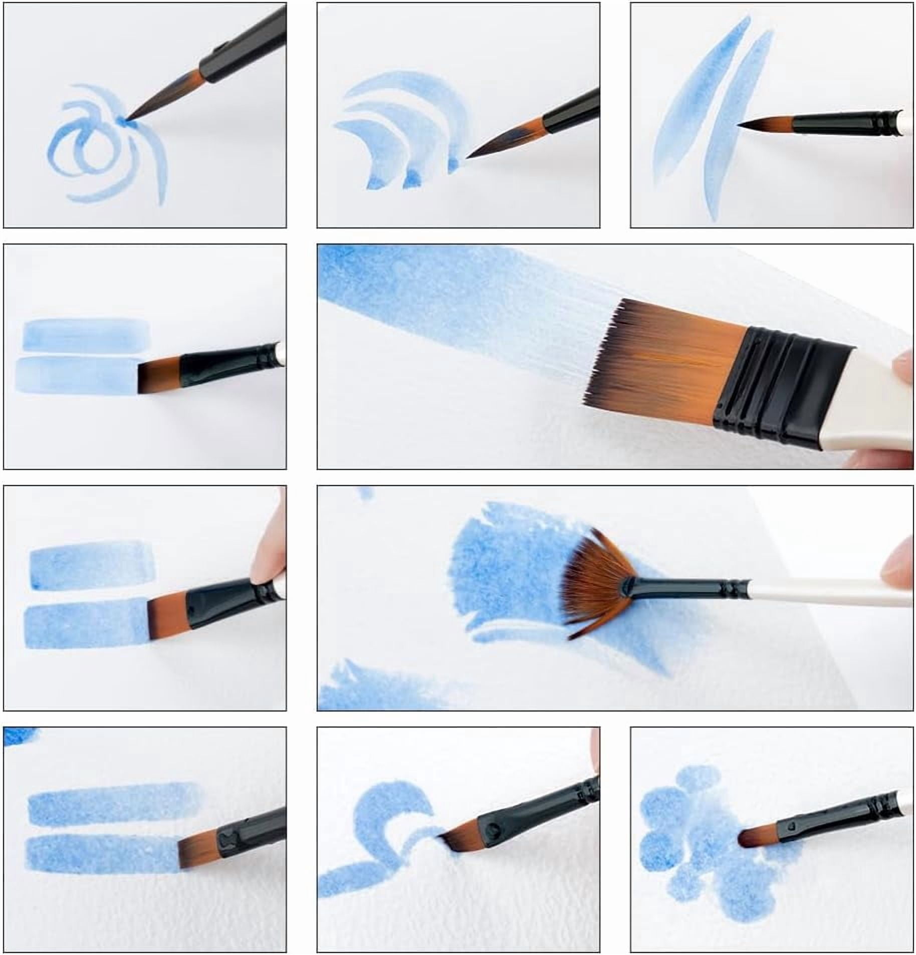 JJEAN-Transon Paint Brush Kit 10pcs Art Brushes and 1 Paint Spatula with Brush Case