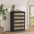 thumbnail image 1 of Commode en Rotin de 31 Pouces de Hauteur avec 5 Tiroirs, Commode Moderne pour Chambre, Salon, Couloir, 1 of 8