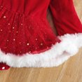 thumbnail image 5 of Newborn Baby Girl Christmas Santa Romper Dress Long Sleeve Velvet Bodysuit Dress Headband 2Pcs Outfit Infant Xmas Clothes Set, 5 of 8