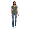 thumbnail image 2 of No Boundaries Women's Junior's Brushed V-Neck Short Sleeve T-Shirt, 2 of 5